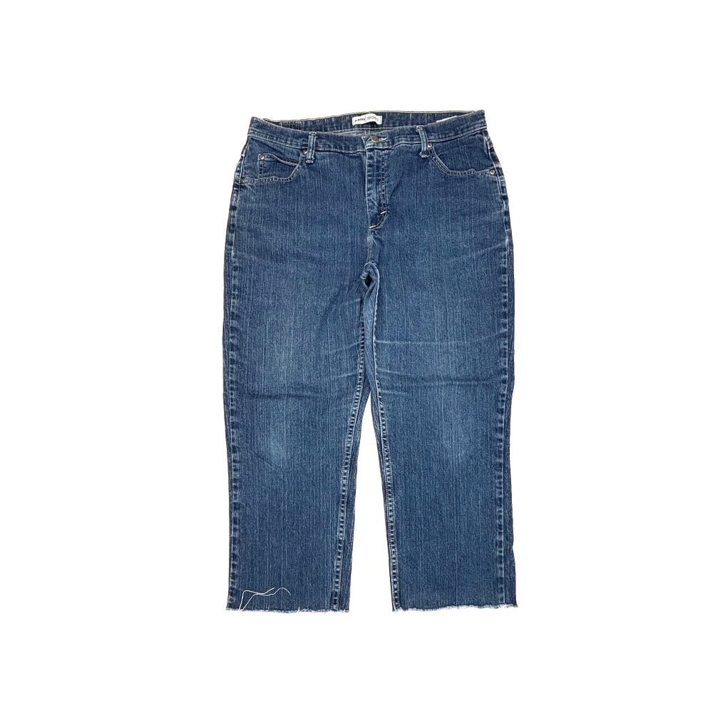 Riders by Lee Relaxed Raw Hem Women's size 16P Dark Wash Blue Denim jeans